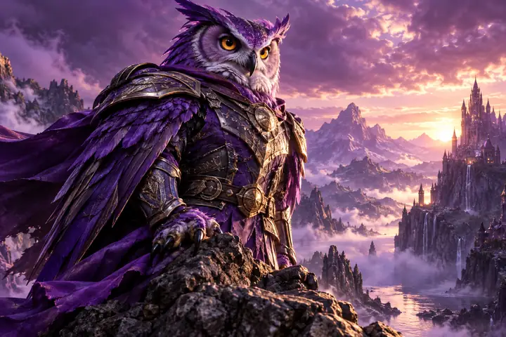 紫色のフクロウ戦士の例のサムネイル。