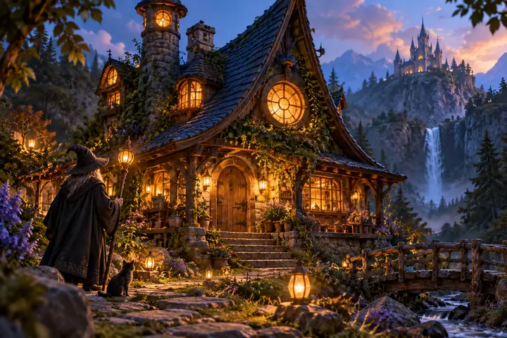 幻想的な魔法使いの小屋の例のサムネイル。